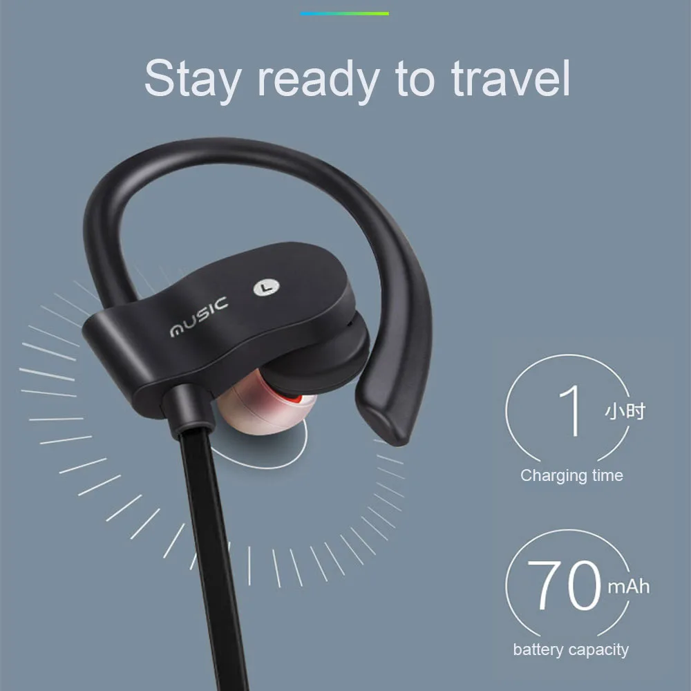 Bluetooth Earphones Earloop Earbuds Stereo Bluetooth Headset Wireless Sports Earpiece Handsfree With Microphone For Smart Phone - Image 9