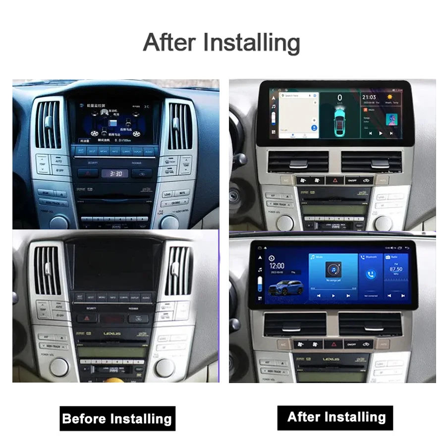 12.3" Carplay Android 14 Car Radio GPS Stereo Navigation Wifi Bluetooth Autoradio For Lexus RX300 RX330 RX350 RX400h 2004-2007 - Image 2
