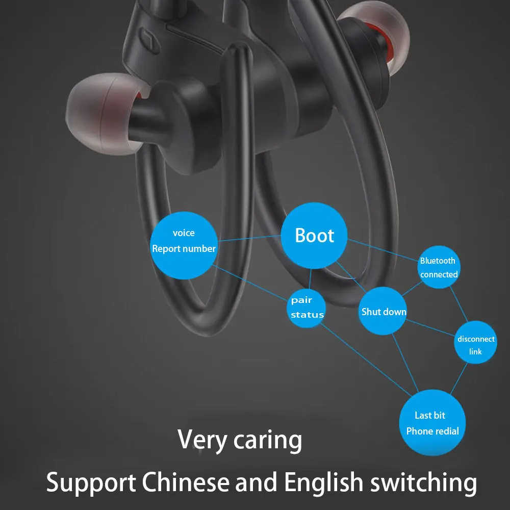 Bluetooth Earphones Earloop Earbuds Stereo Bluetooth Headset Wireless Sports Earpiece Handsfree With Microphone For Smart Phone - Image 11