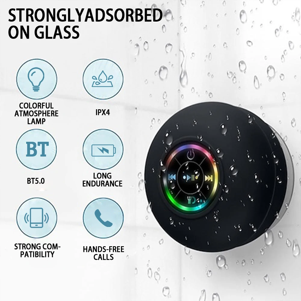 Portable Wireless Bluetooth Speaker IPX4 Waterproof Loudspeaker Outdoor Sports Bathroom Large Suction Cup Mini Stereo Sound Box - Image 9