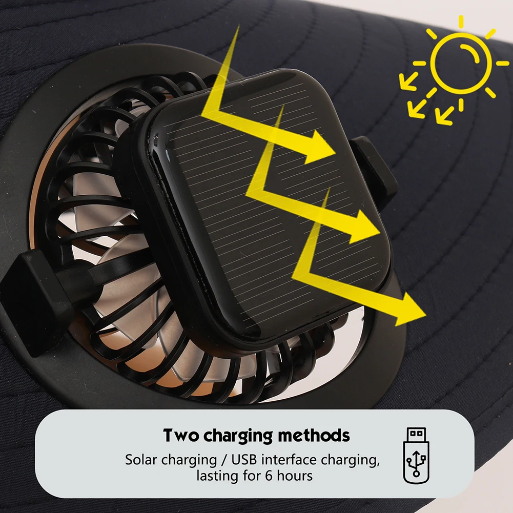 Wide Brim Solar Fan Hat UV Resistant Lightweight Rechargeable Sun Hat with 2 Solar Fan Fisherman Hat for Outdoor Hiking Camping - Image 29